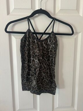 Top Secret Leopard Print Metallic Cami - Black/Brown